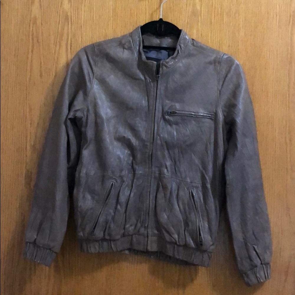 Brownish Taupe XS Distressed Leather Jacket